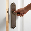 Manilla modelo '881' rústica acabado cuero de aluminio con placa curva para puertas