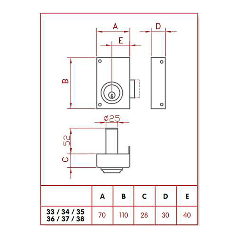 Mortise Lock Key Only, Left Jis 33-7I Jis