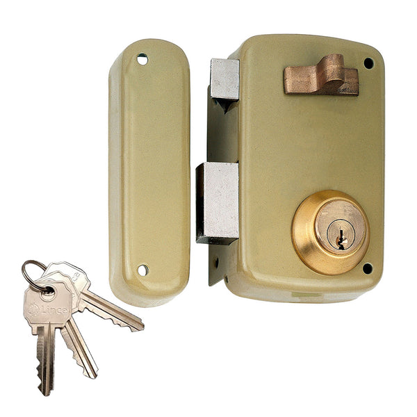 Surface mounted lock with 5056A cylinder, 70mm entry, left hand 95056Ahe70I Lince