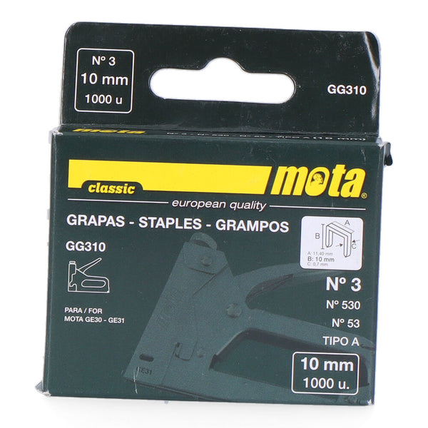 Grapas Nº 3 De 10Mm 1000 Unid. Espesor 0,7Mm Gg310 Mota