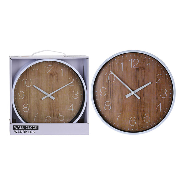 Reloj Para Pared Efecto Madera Ø25Cm