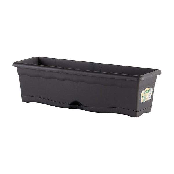 Planter with integrated plate, anthracite colour, 40 x 20 cm