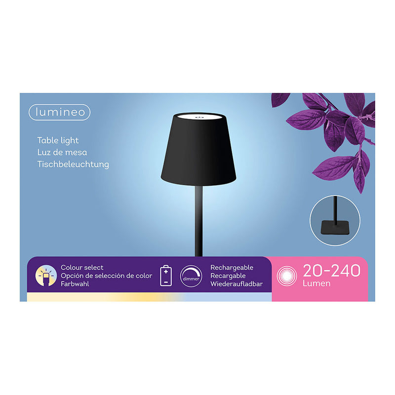 Black LED Table Lamp for Outdoor and Indoor Use 17cm Rechargeable 894376