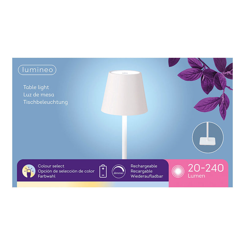 White LED Table Lamp for Outdoor and Indoor Use 37cm Rechargeable 894378