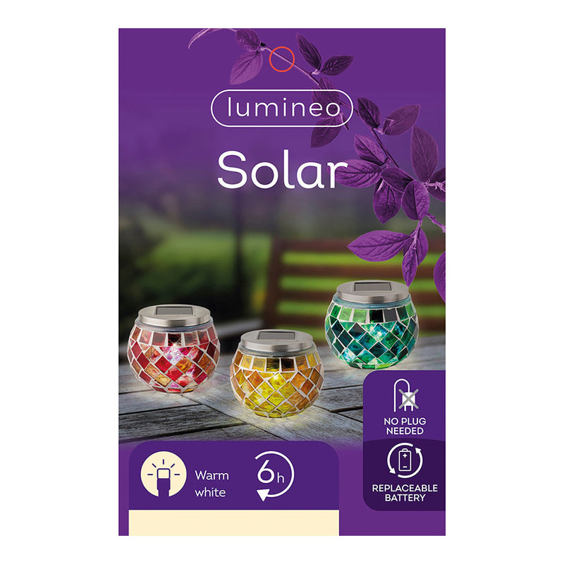 Solar Lamp Mosaic Design 9cm Assorted Colors, 894596