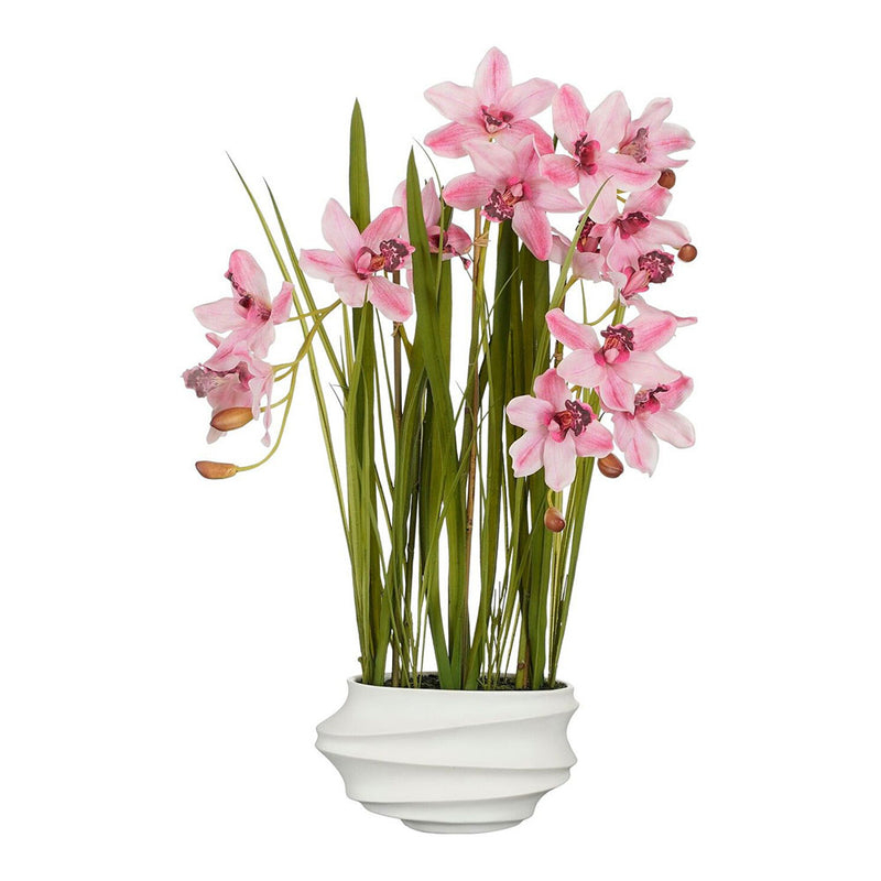 Artificial Plant Cymbidium "Boat Orchid" Pink With Pot