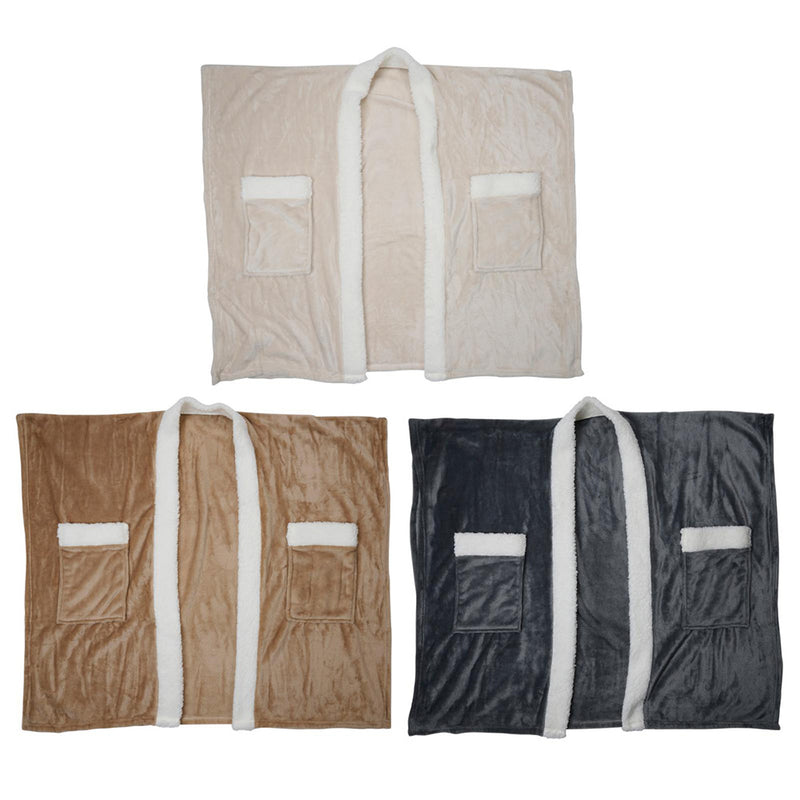 Individual blanket with 2 pockets in assorted colors