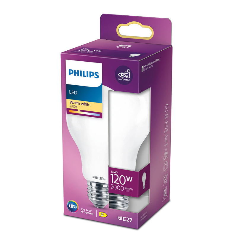 Bombilla Standard Led E27 13W 2000Lm 2700K Luz Calida Ø7X12,1Cm, Philips