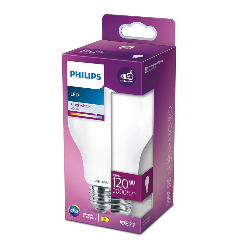 Bombilla Standard Led E27 13W 2000Lm 4000K Luz Dia Ø7X12,1Cm, Philips