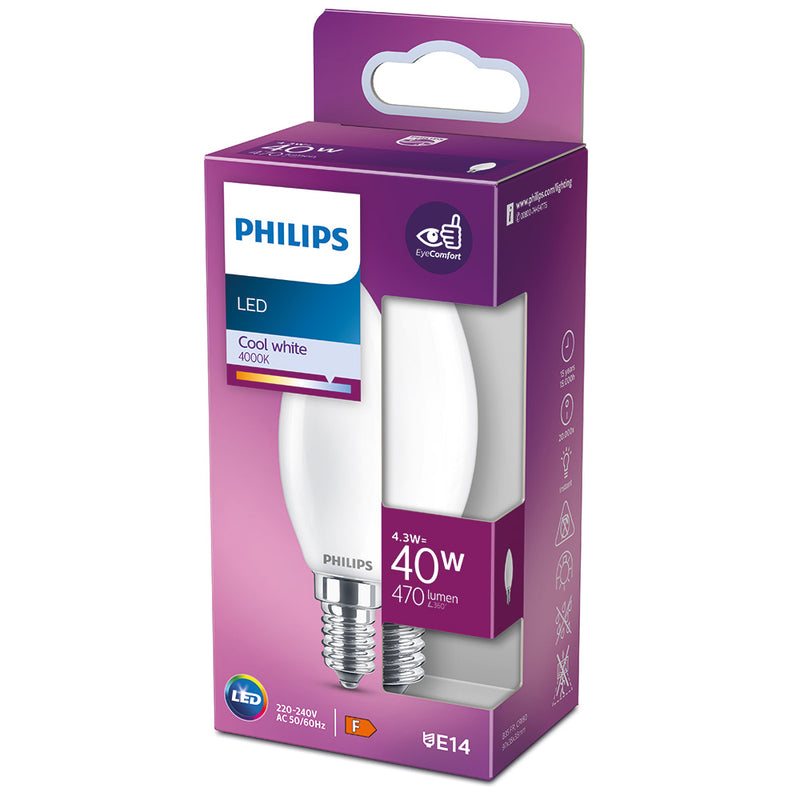 Philips E14 4.3W 470Lm 4000K Daylight LED Candle Bulb