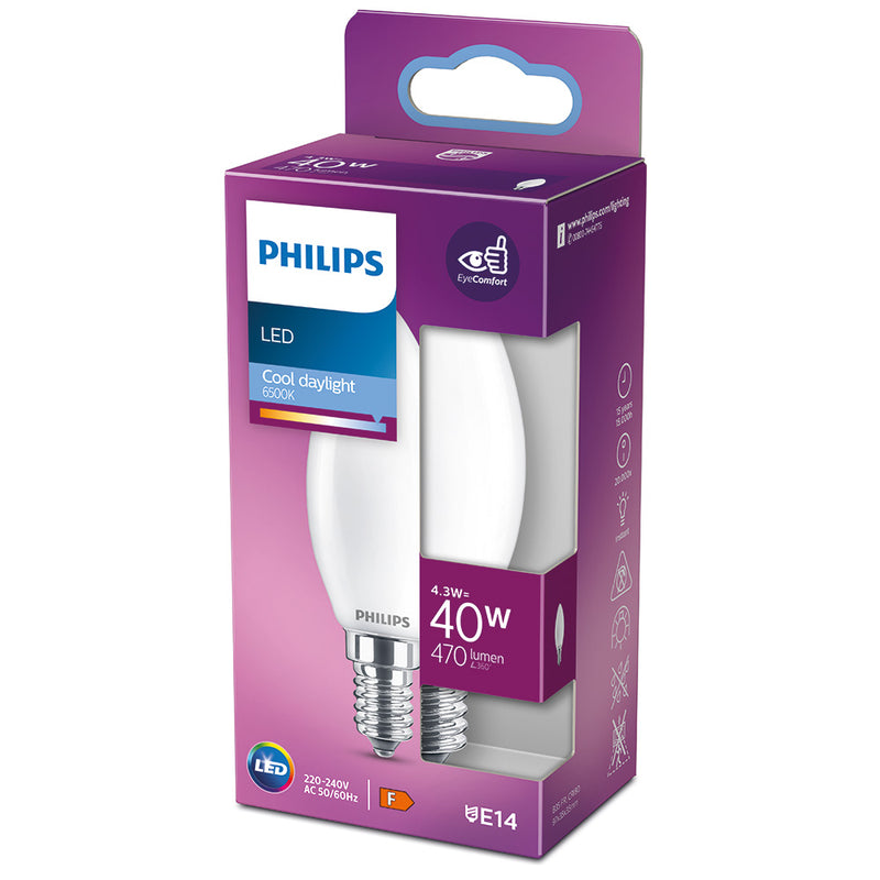 Philips E14 LED Candle Bulb 4.3W 470Lm 6500K Cool Light Ø3.5x9.7cm