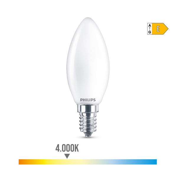 Bombilla Vela Led E14 6,5W 806Lm 4000K Luz Dia Ø3,5X9,7Cm, Philips