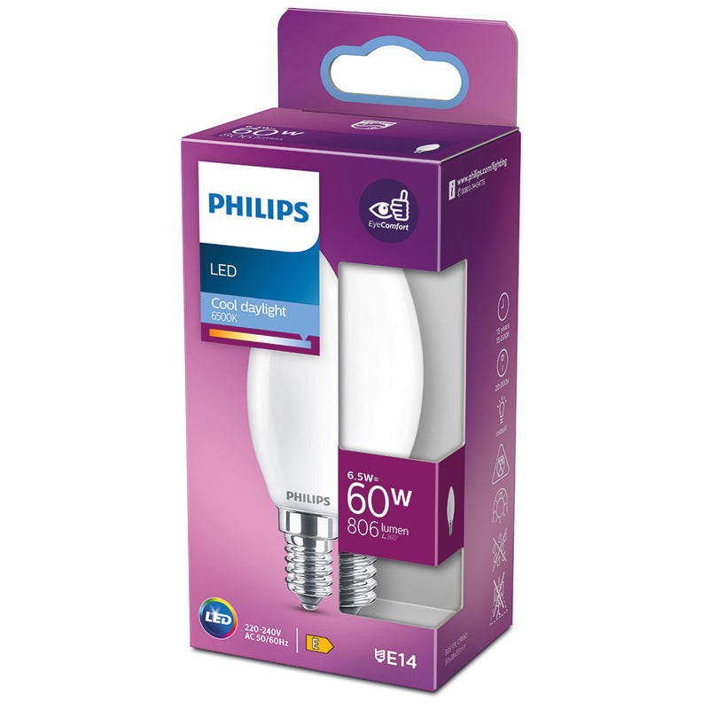 Philips E14 LED Candle Bulb 6.5W 806Lm 6500K Cool Light Ø3.5x9.7cm