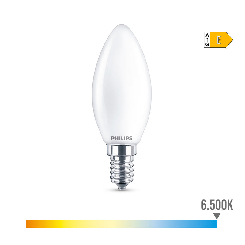 Bombilla Vela Led E14 6,5W 806Lm 6500K Luz Fria Ø3,5X9,7Cm, Philips