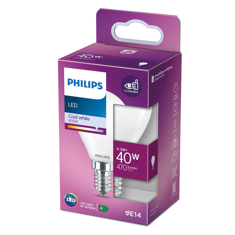 Philips E14 4.3W 470Lm 4000K Daylight LED Spherical Bulb Ø4.5x8.2cm