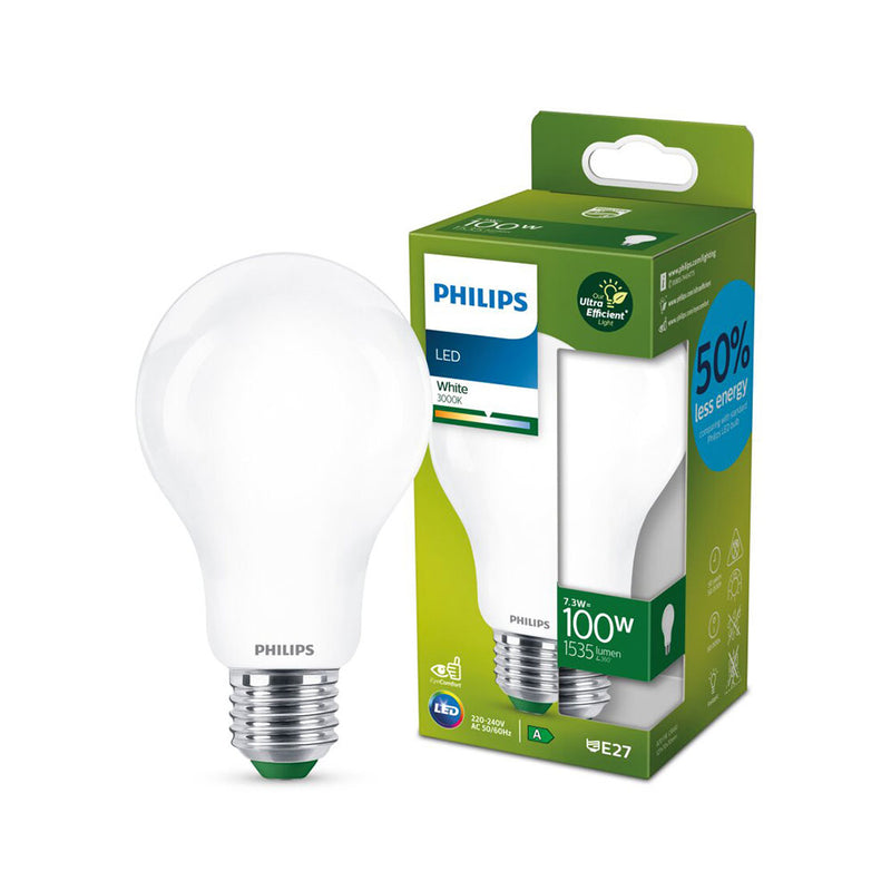 Bombilla Ultra Efficient Led Classic 7,3W 1535Im E27 3000K, Ø6X12,4Cm, Philips