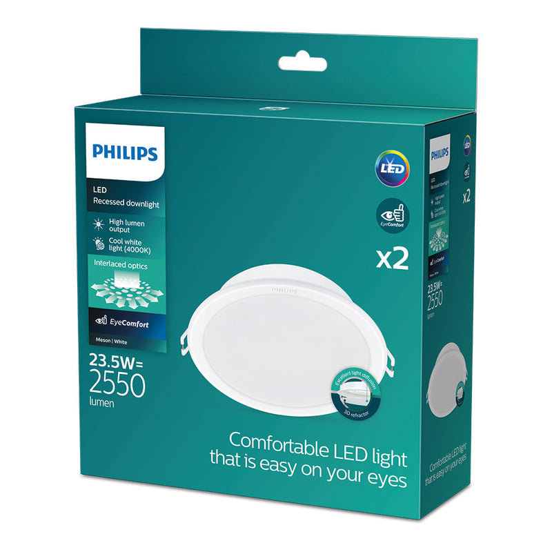 Pack 2Uds Meson Downlight White, Ø215Mm, 23.5W 4000K 2550Im, Philips