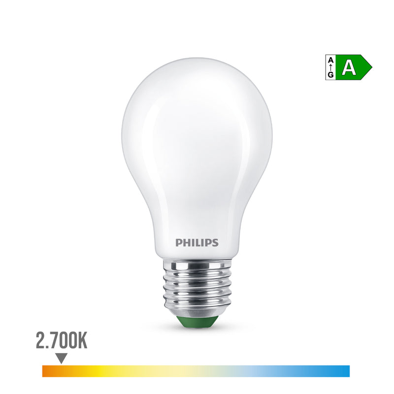 Bombilla Ultra Efficient Led Classic 4W 840Im E27 2700K, Ø6X10,4Cm, Philips