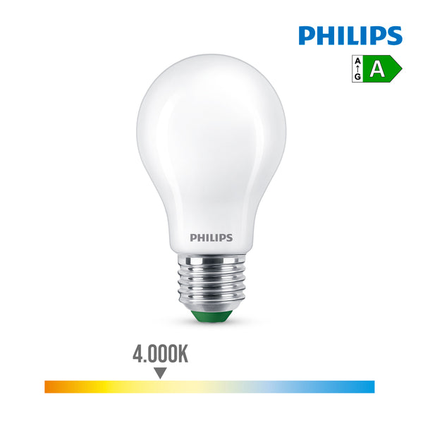 Bombilla Ultra Efficient Led Classic 4W 840Im E27 4000K, Ø6X10,4Cm, Philips