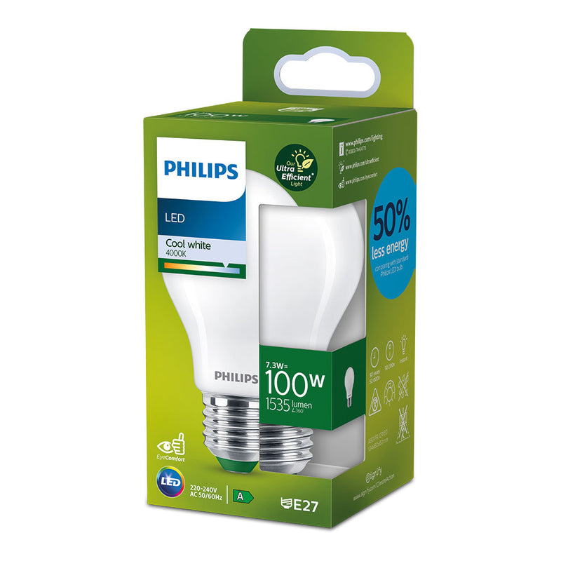 Ultra Efficient Led Classic Bulb 7.3W 1535Im E27 4000K, Ø6X10.4Cm, Philips