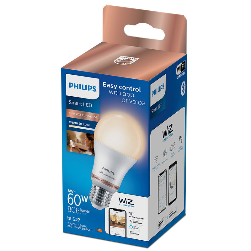 Standard Led Bulb E27 8W 2,700K-6,500K 806Lm Wifi Philips Wiz