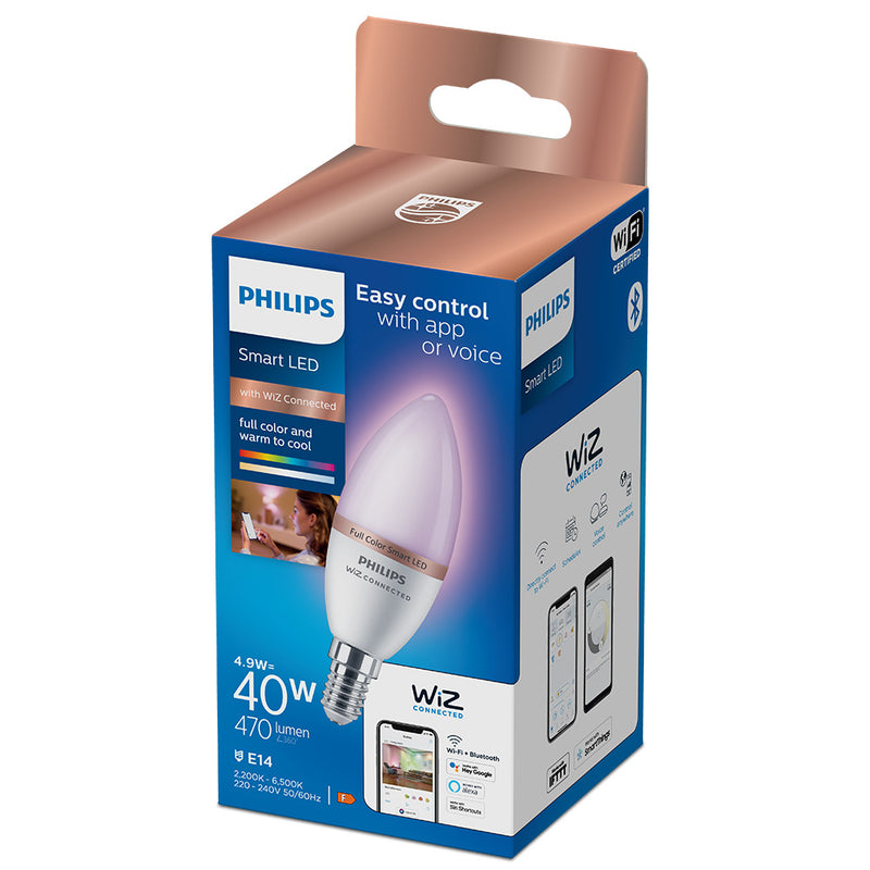 LED Candle Bulb E14 4.9W Full Colors 470Lm Wifi Philips Wiz