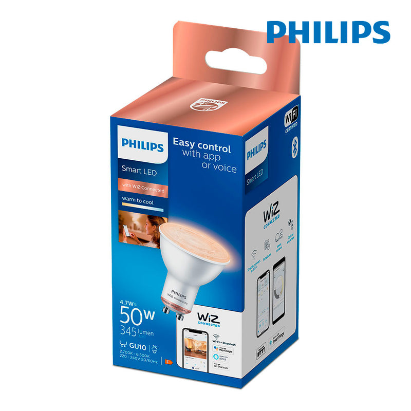 Gu10 Led Bulb 4.7W 2,700K-6,500K 345Lm Wifi Philips Wiz