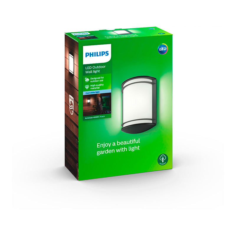 Led Wall Lamp 6W 600Lm 4,000K Black Mod, Antelope Philips