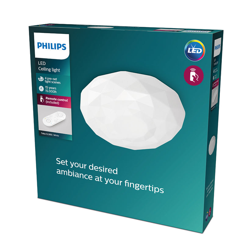 Philips Dimmable LED Indoor Ceiling Light With Remote Control 23W 2800Lm 2700-6500K Mod, Toba Ø36.8X8.5Cm