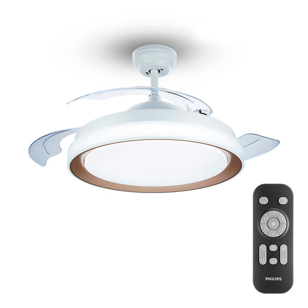 LED Ceiling Fan Model Atlas, Gold Color, Power: 28+35W Blades: Ø106Cm With Remote Control Philips