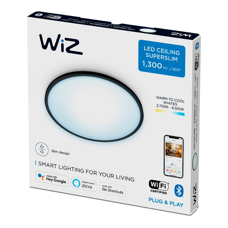 Led Wiz 14W 1300Lm Ø242Mm Black Frame Philips Ceiling Light