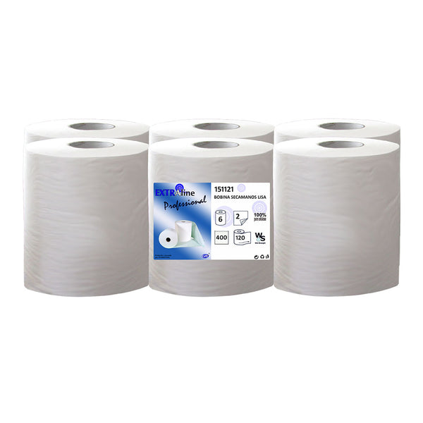 Pack of 6 rolls of Ceti hand drying paper coil