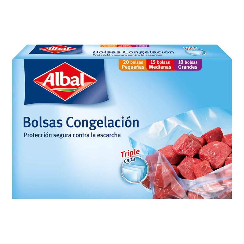 Albal Freezer Bags 3 Sizes 45Ud (20Pq+15Med+10Large)