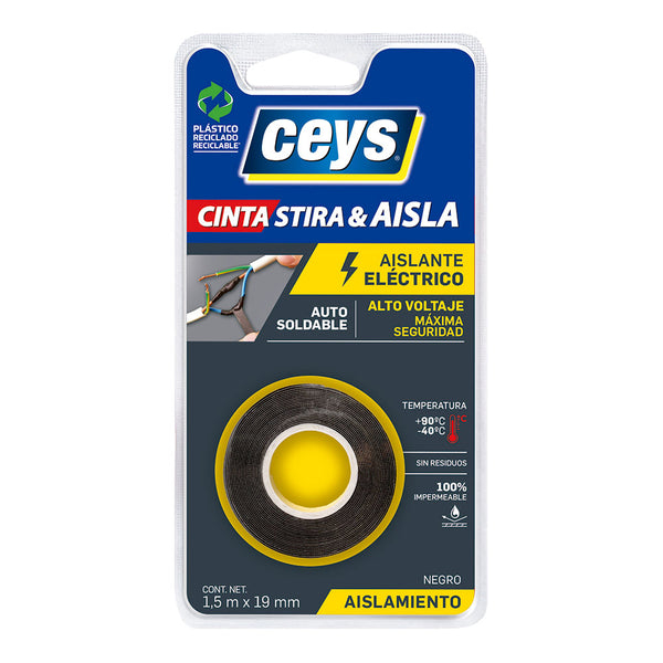 Ceys Stira & Aisla Negro 1,5M X 19Mm, 507801