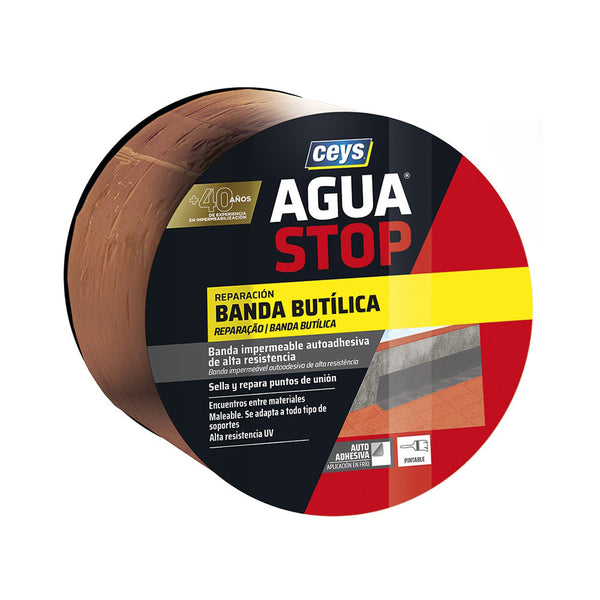 Aguastop Banda Impermeable, Butilo Teja 10Cm X 10M 901006 Ceys