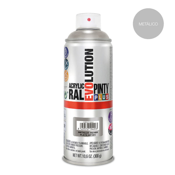 Pintura En Spray Pintyplus Evolution Metalizada 520Cc Plata Mt191