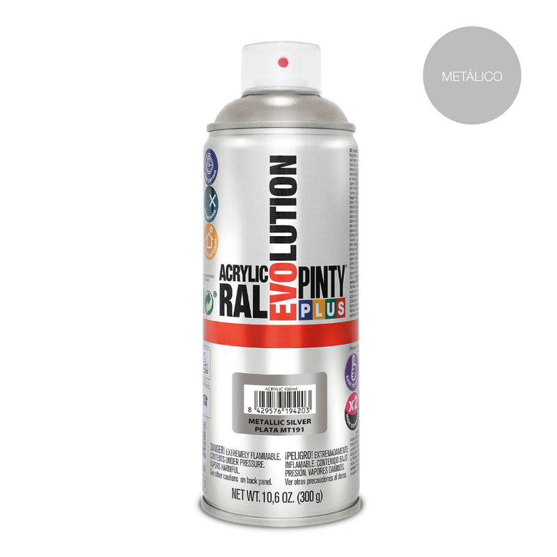 Pintyplus Evolution Metallic Spray Paint 520cc Silver Mt191