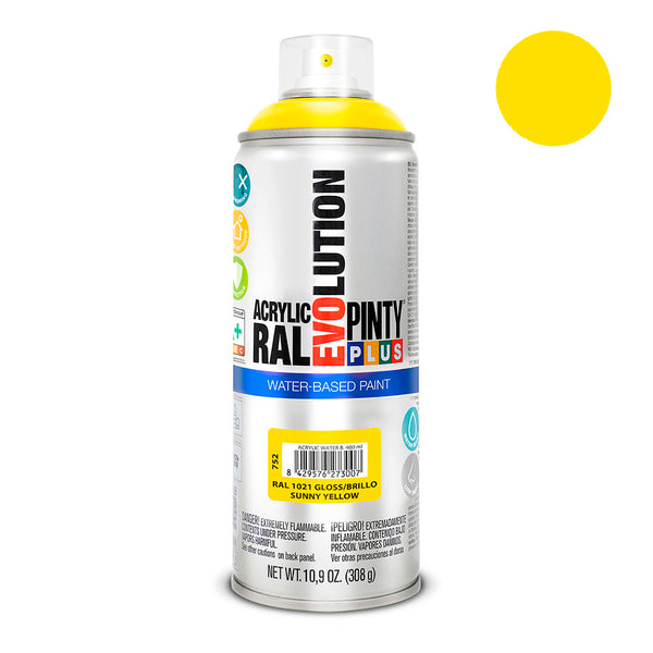 Pintyplus Evolution Water-Based Spray Paint 520Cc Ral 1021 Rapeseed Yellow