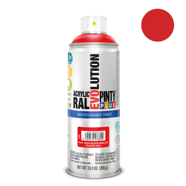 Pintyplus Evolution Water-Based Spray Paint 520Cc Ral 3020 Traffic Red