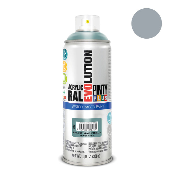 Pintura En Spray Pintyplus Evolution Water-Based 520Cc Ral 7001 Gris Plata