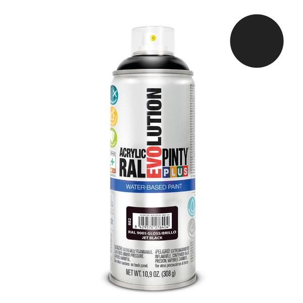 Pintyplus Evolution Water-Based Spray Paint 520Cc Ral 9005 Intense Black