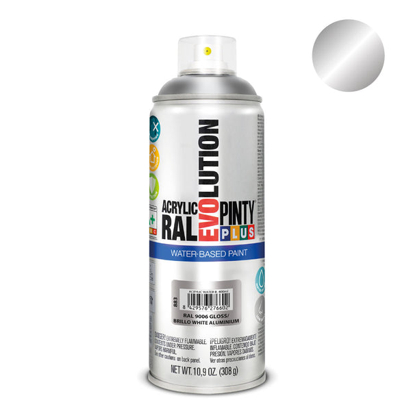 Pintyplus Evolution Water-Based Spray Paint 520Cc Ral 9006 Aluminum White