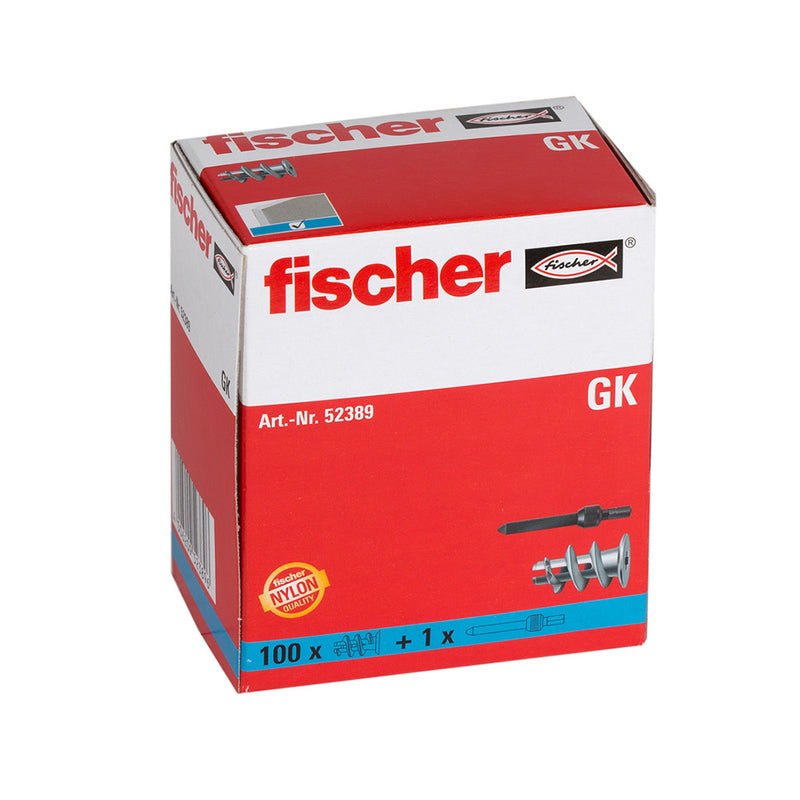 Pack of 100 Nylon Fixings for Gypsum Panels 52389-GKM Fischer