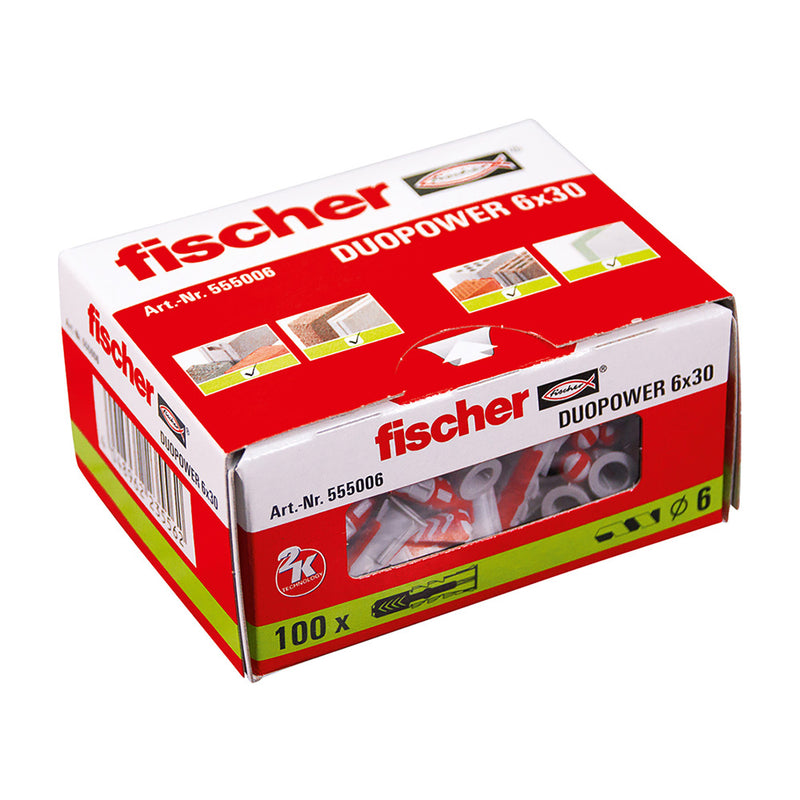 Pack 100 Tacos Duopower Ø6X30Mm Caja 100 Unid, 555006 Fischer