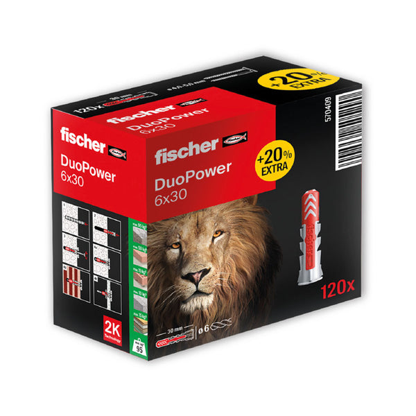 Pack 100 Duopower 6X30 Tacos Box 100 Units (+ 20 Free Units) 570409 Fischer