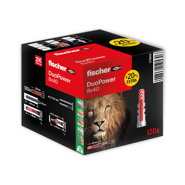 S.Of. Pack 120 Duopower 8X40 Tacos Box (100+ 20 Free Units) 570410 Fischer