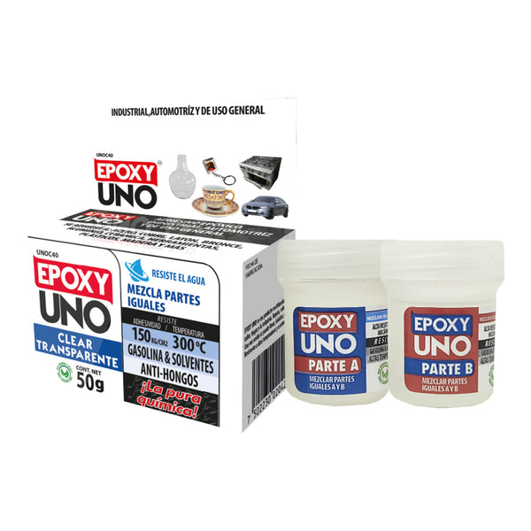 Adhesivo Epoxy General Cristalino 50Gr Unoc40 Fusion Epoxy Black Label