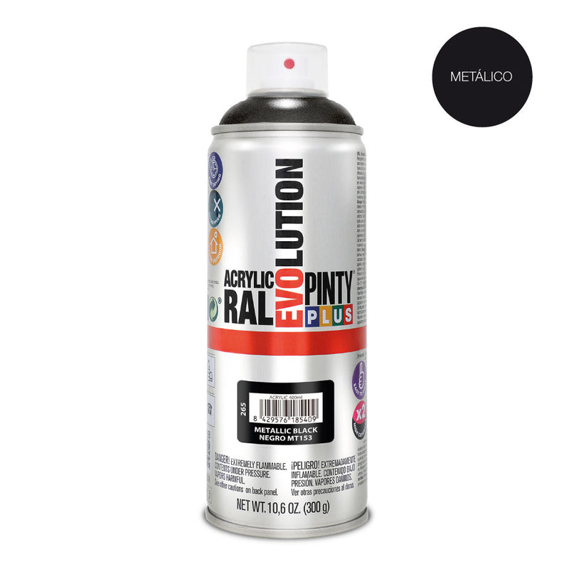 Pintyplus Evolution Metallic Spray Paint 520Cc Black Mt153