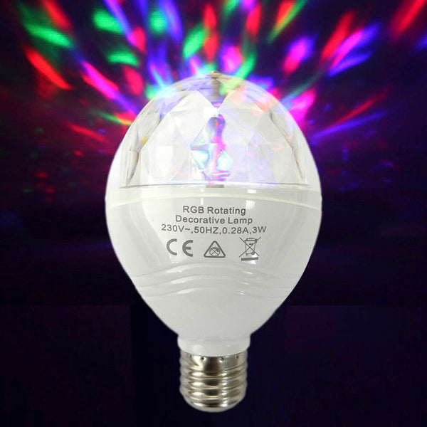 RGB LED Disco Bulb E27 3W Multicolor With 360° Rotation Ø8X13Cm Edm