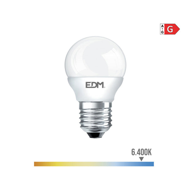 Led Spherical Bulb E27 5W 400Lm 6400K Cold Light Ø4.5X8Cm Edm